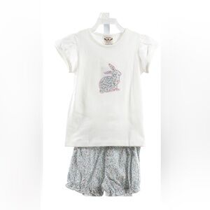 The Oaks Apparel White Floral Bunny Matching Set NWT 18M